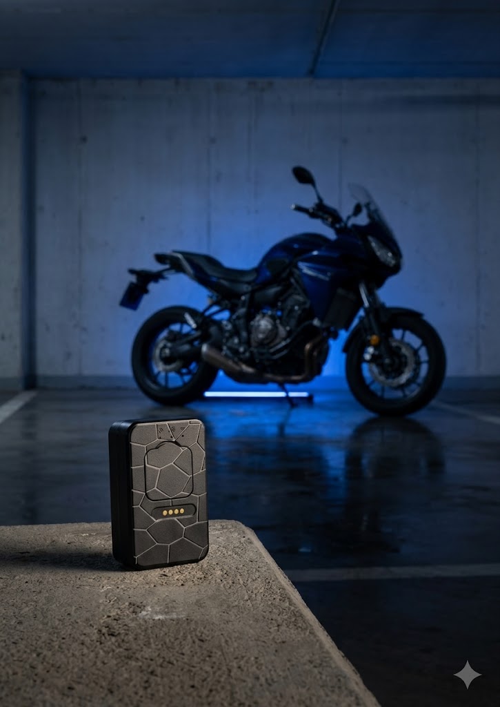 Traceur GPS installé sur une moto